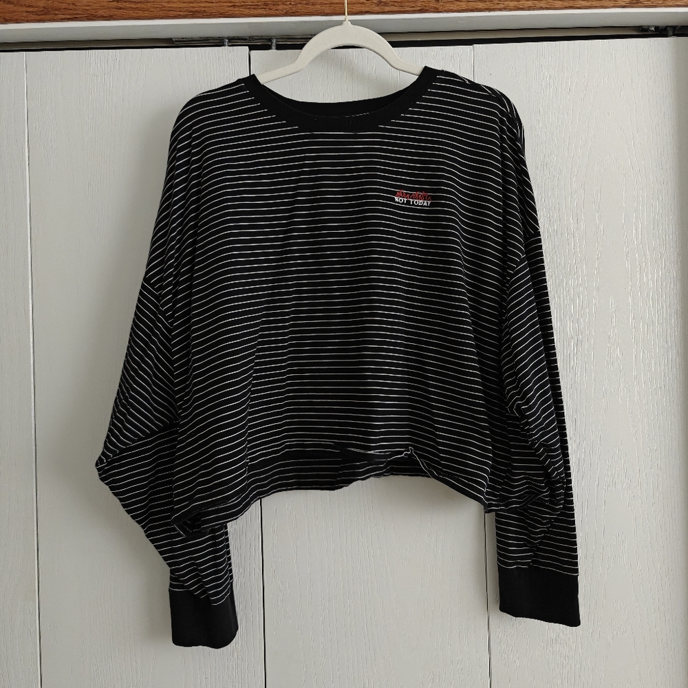 Black and White Striped Long Sleeve Top